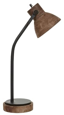 Beliani Schreibtischlampe mit Schirm Mango-Holz dunkelbraun/schwarz verstellbar Kolar