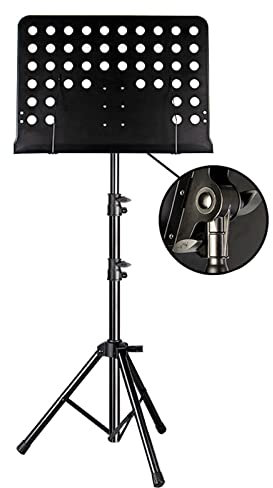 HJXGQJM Orchester-Notenständer Aus Holz,2-in-1 Dual-Use Desktop Buchständer, Faltbarer Notenhalter Mit Tragetasche, Notenständer Aus Schwarzem Metall/Holzfarbe Notenständer(Noir)