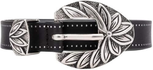 Replay Damen Gürtel mit runder Schnalle, Schwarz (Black 0098), 80
