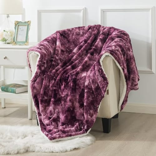 Wajade Kunstfelldecke–Sherpa Schafdecke–Comfort Luxuriöse Flauschige Kuscheldecke–weiche Decke für Couch und Bett–lila-160x200cm