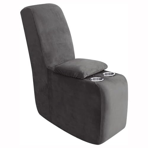Mswborml Velvet Sectional Couch Covers L-Shaped Sofa Recliner 2-Piece L Shape Sectional Recliner Sofa Covers Thick Storage Console Cover Reclining Sofa Cup Holders Cover Soft, Washable,Dark Grey