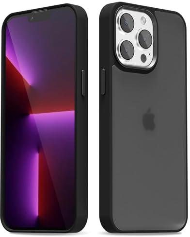 oakxco for iPhone 13 Pro Case Clear Hard Shell, Slim Thin Matte Transparent Plastic Cover & Protective Soft Silicone Rubber TPU Bumper, Girly Cute Phone Case for Women Girls, Black