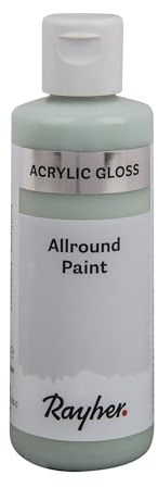 Rayher Allround Paint Gloss Acrylfarbe, eukalyptus, Flasche 80 ml, glänzende Hobby-Acrylfarbe für Bastelarbeiten und Acrylmaltechniken, speichel- und schweißecht, für saugende Untergründe, 35085502
