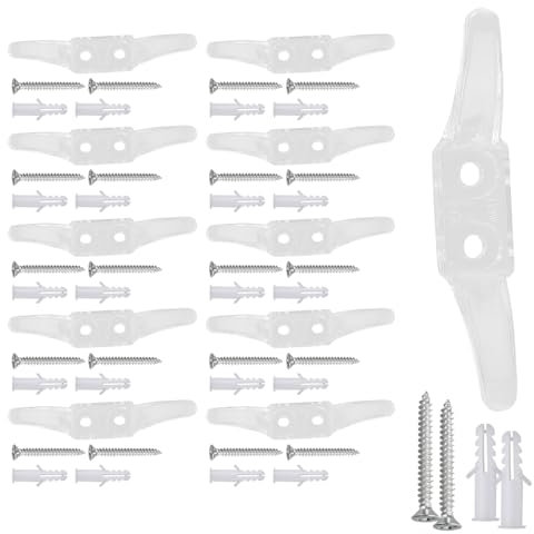 GroveEss 12PCS Cord Cleat for Child Safety,Clear Blind Cord Winders with Screws,Safety Rope Cleats Pull Cord Winders for Blinds Curtains Sun Shades Ropes