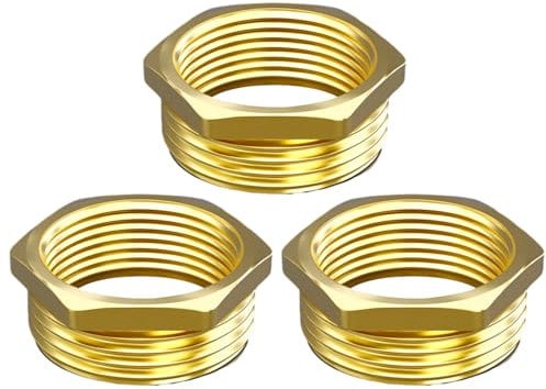 Aitsite Riduttore da 3/4 a 1 pollice in ottone, riduzione filettata con esagonale, filettatura esterna da 1 x filettatura interna da 3/4, raccordo in ottone per collegamento tubo (3 pezzi)