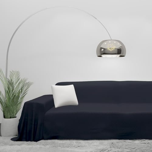 Byour3 - Sofabezug 3 4 5 Sitzer Gemischte Baumwolle Sofaüberwurf Rechteckiger Schutzstoff Auch Für Ecksofa L U Form Mit Ohne Chaise Longue Universell Waschbar (Rauten Nachtblau, 2 Sitzer)