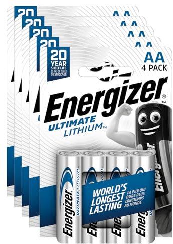 20 Batterie Energizer Ultimate Lithium AA - Pile Stilo Lunga Durata per Dispositivi Torce Giocattoli e Fotocamere