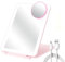 Farerkass Miroir Maquillage Lumineux, Intensité Variable et 3 Modes de Couleu, Miroir LED Maquillage Rechargeable avec Mini Miroir Grossissant 10x, Miroirs de Voyage Portable Pliable à Tactile (Rose)