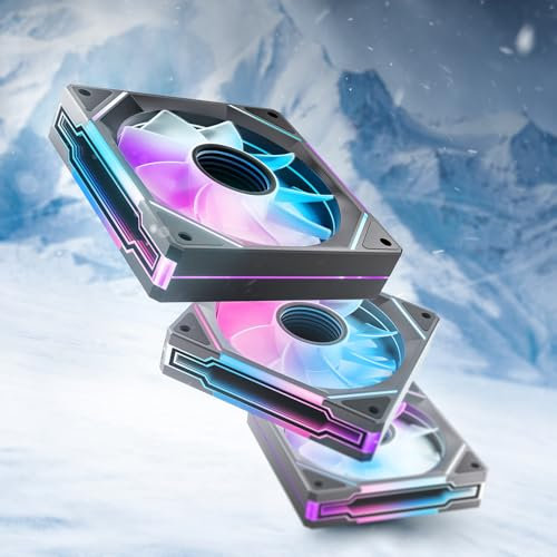 AsiaHorse Ventilador ARGB para PC Reverse 120MM [3 Piezas] [Infinity Mirror] [HDB] Ventilador RGB de 1800 RPM/61.5 CFM/24 LEDs 5V 3 pines ARGB 12V 4pines PWM vida útil de 50000 horas AMICI5GT Negro