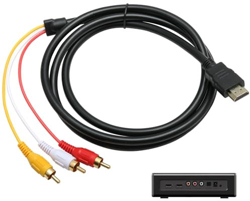 HDMI to RCA Cable,1.5m HDMI Male to 3 Rca Audio Video Cable Hdmi to Rca Converter Extension 1080P High Definition for HDTV DVD Most LCD Projectors Transmitter (No Signal Conversion Function)