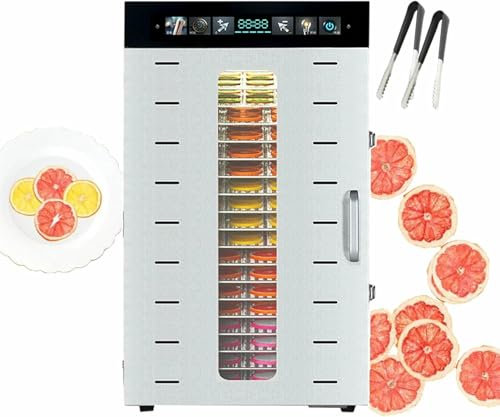 AFLEPCBRQ Food Dehydrator 1350W/1375W, Electric Food Dryer Machine for Fruit & Vegetables, Commercial Jerky Dehydrator Machine, 0-24H Timer, 86-194℉ Temperature Control(with 2 Fruit Clip),20-layer