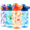 MHwan Botella Agua Niños, 600ml Robusta e Irrompible, Botella con Pajita Niños, Sin BPA, Hermosa Cantimplora Infantil Adecuada para Viajes Escolares, Portátil Botellas de Agua para Niños