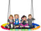 COSTWAY Columpio Nido con Luces LED, 150cm, Cuerdas Ajustables 100-180cm, Estructura de Acero, Columpio Jardin Exterior Niños y Adultos, Carga 150kg, Colorido