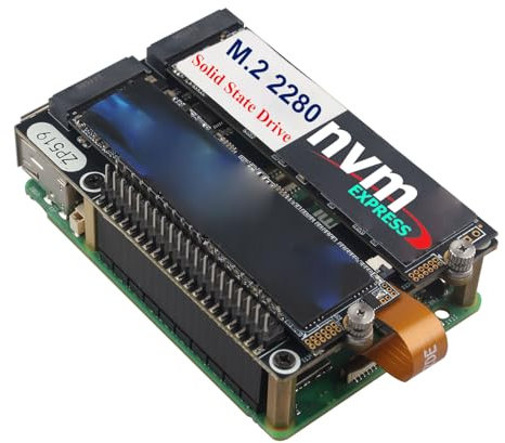 ZDE ZP519 PCIe to Dual M.2 HAT Key M NVMe SSD PCIe Peripheral Board Solid State Drive Adapter Board for Raspberry Pi 5 Support M.2 NVMe SSD 2230 2242 2260 2280