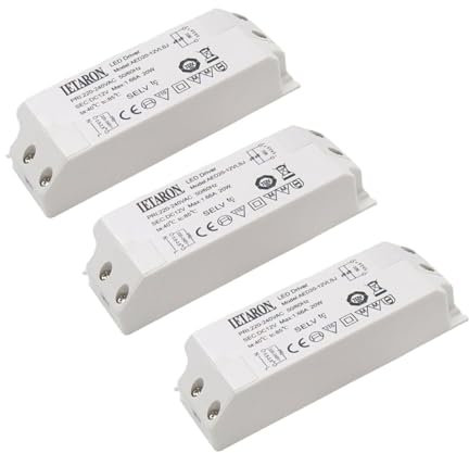 Lot de 3 transformateurs LED 12 V 20 W, bloc d'alimentation AED20-12VLSJ, barre lumineuse, miroir de salle de bain, contrôleur LED, alimentation AC 220 V vers 12 V DC 1,66 A LED