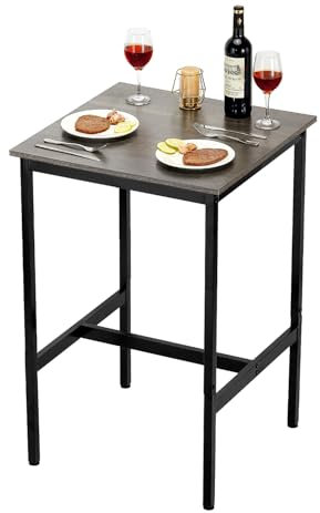 VEVOR Bartisch Bistrotisch Kneipentisch mit Metallrahmen, Kleiner Küchentisch Esstisch (610 x 610 x 914 mm), Ausstellungstisch für Wohnzimmerpartys Pubs Esszimmer Cafés, rustikales Braun & Schwarz