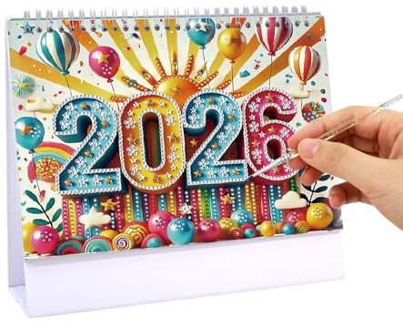 Kalender 2026, Tischkalender mit künstlerischen Gemälden, Monatsplaner von Januar bis Dezember 2026, für Reisen, Besprechungen, persönliche Ziele und Ausrüstung