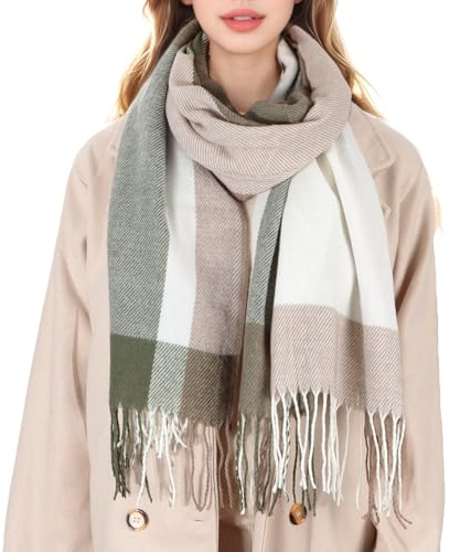 Alorn Damen Schal - Kariert übergroßer XXL Winterschal Deckenschal Weich Warm Herbstschal Kariert Karo Tartan Streifen Fransen Poncho