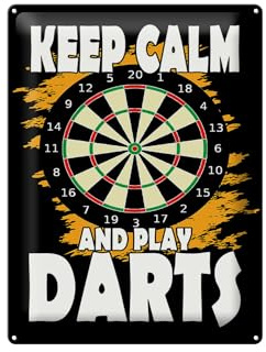 Femer Blechschild Spruch 30x40 cm Keep Calm and play Darts Dartscheibe Deko Schild