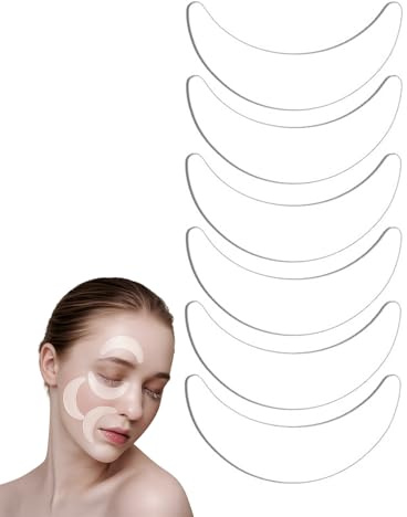 6 Pcs Reusable Silicone Eye Patches for Wrinkles - Washable Non-Slip Gel Pads for Under Eyes, Face & Eyebrows, Transparent Moon-Shaped Silicone Patches for Daily Daily Skincare (6PCS)