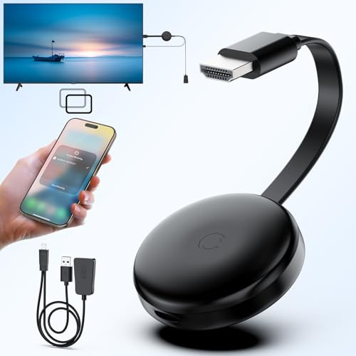 Adaptateur d’affichage HDMI sans fil, adaptateur de mise en miroir d’écran 1080P HD pour smartphone, tablette, ordinateur portable, Windows vers HDTV/moniteur/projecteur, dongle HDMI WiFi 2.4G & 5G co