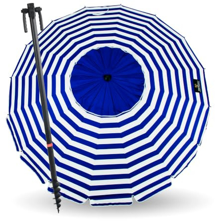CREVICOSTA QUALITY MARK MARCAS DE CALIDAD - Sombrilla 240 cm con poste enroscador y colgador. Recorrido Total. 16 Varillas (Marinera)