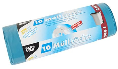 Papstar 1 Karton = 6x10 Müllsäcke, LDPE 240 l 125 cm x 100 cm blau 12447