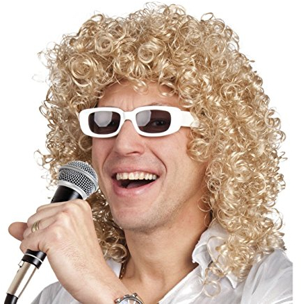 Boland 86404 - Erwachsenen-Perücke Sänger mit Brille, lockiges Kunsthaar, Frisur, Partybrille, Rock-Star, Kostüm, Karneval, Mottoparty