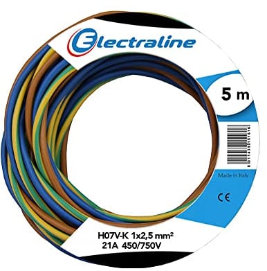 Electraline 25148 N07V-K Cavo Unipolare Unipolare, Sezione 1x2.5 mm, 5 mt, Marrone/Blu/Verde/Giallo