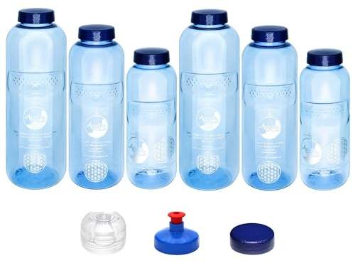 AcalaQuell Wasserfilter Tritan Trinkflaschen - Großes Tritan Optimal Set mit Blume des Lebens