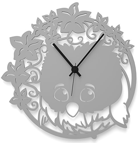 WANDKINGS Wanduhr Eule Paula aus Acrylglas, in 11 Farben erhältlich (Farbe: Uhr = Grau glänzend; Zeiger = Schwarz)