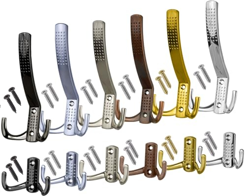 Stahlia Garderobenhaken EDELSTAHL-OPTIK (2 Stück) Kleiderhaken Garderobe Haken zum Schrauben LANG Haken für Garderobe Metallhaken Handtuchaufhänger
