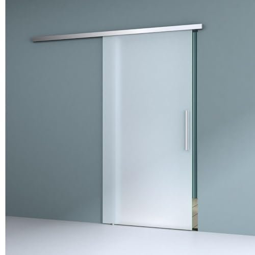 Durovin 1025mm* 2050mm Internal Sliding Glass Door - Fully Frosted - Bar Handle - with Track 6.7ft for Bathrooms Kitchens Living Room Bedroom