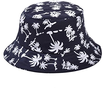 HugeStore Unisex Kokosnussbaum Muster Sonnenhut Bucket Hat Fischerhut Sommerhut Sonnenhuete Strandhut Schlapphut Tiefes Blau
