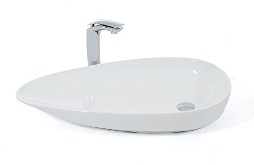 Rea Aufsatzwaschbecken Greta Waschbecken für Badezimmer aus Keramik Schneeweiss Höhe 13 cm Breite 76,5 cm