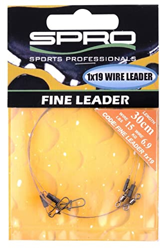Spro Pike Fighter Fine Leader 1x19-2 Stahlvorfächer zum Spinnfischen, Stahlvorfach zum Spinnangeln, Vorfach zum Hechtangeln, Länge/Tragkraft:20cm - 6.8kg