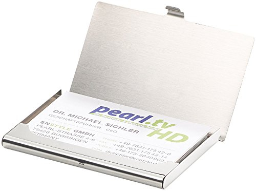PEARL Visitenkartenetui: Ultradünnes Visitenkarten- & Kreditkarten-Etui, rostfreier Edelstahl (Visitenkartenetui Edelstahl, Kreditkartenetui, Ausweishülle)
