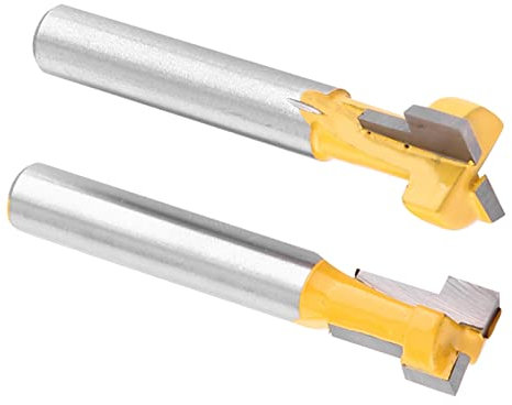 2pcs Yellow T-Slot Cemented Carbide Woodworking Cutter Cnc Router Bit for 3/8'' & 1/2'' Cutting Edge 1/4'' Shank