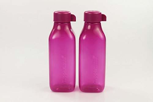 TUPPERWARE Eco 500 ml (2) To Go Flasche Quader EcoEasy quadtratisch dunkel pink 28913