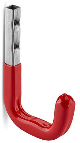 OrgaTech Wandhaken 115 x 80 mm rot bis 45 Kg Tragkraft mit Gummierung Regalbodenträger Gerätehalter Montagehaken Allzweckhaken