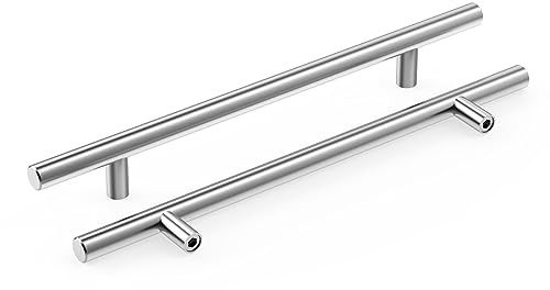 Meisax Tiradores para muebles (10 unidades, 192 mm, distancia entre orificios, acero inoxidable, para armarios de cocina, tiradores de cajones), color plateado