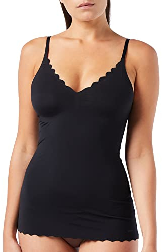 Skiny Damen Micro Lovers Spaghettishirt Herausnehmbare Pads Unterhemd, Schwarz, 38 EU