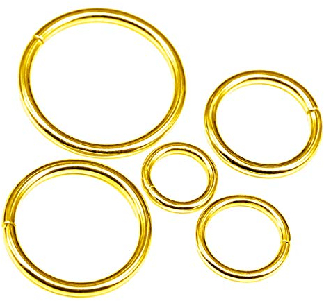 Swpeet 50 Stück Metallringe,ø 15mm,19mm,25mm,32mm,38mm, Gold Metallring zum Basteln,Makramee Ringe