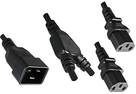 DINIC Kaltgerätekabel Y-Kabel C20 auf 2X C13, 1,5mm², VDE, 2m