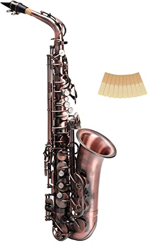 Classic Cantabile Winds AS-450 Antique Red Eb Altsaxophon - Es-Stimmung - Hoch-Fis-Klappe - Spar-Set inkl. 10 Stück Saxophon-Blätter