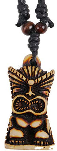 Coco Papaya Tiki-Halskette, braun, polynesischer Stil, Harz