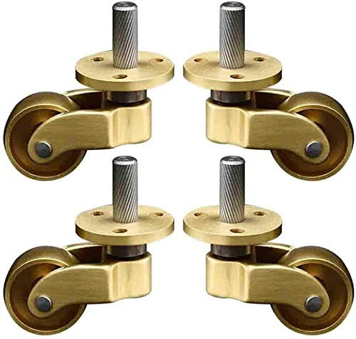Furniture Caster Swivel Castor Stem 360 Degree Rotation Solid Brass Stem Caster for Furniture Cabinet Sofa Trolley Chairs Bed (with Screws)-Pack of 4 Uptodate