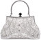 Zebrum Pochette de soirée de designer, sac à main de soirée, pochette de soirée pour portefeuille, porte-monnaie pour jeune femme - Argenté - Style vintage avec perles et paillettes argentées.,