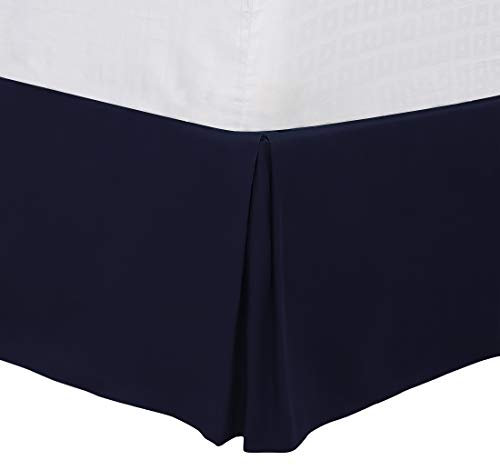 PiccoCasa Cache-sommier plissé pour grand lit, cadre de lit et housse de sommier tapissier – Cache-sommier sur mesure de 40,6 cm, infroissable et résistant à la décoloration, facile à installer, bleu