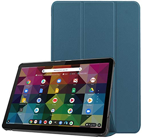 TingYR Coque pour Lenovo Duet Chromebook 10.1 Étui Tablette, Cuir, Support Pliant, Protection Tout Compris, Housse pour Lenovo Duet Chromebook 10.1.(Vert foncé)
